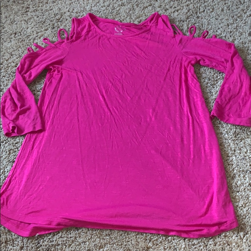 Pink Cold Shoulder Top